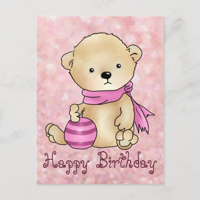 Postal Bär mit Ball, rosa (Anverso)