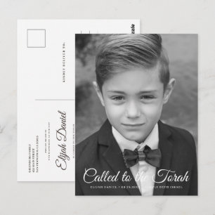 Postal Bar Mitzvah Classic Elegant Photo Invitation