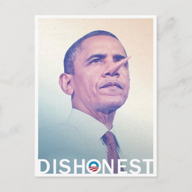 Postal Barack Hussein Obama deshonesto Pinocho (Anverso)