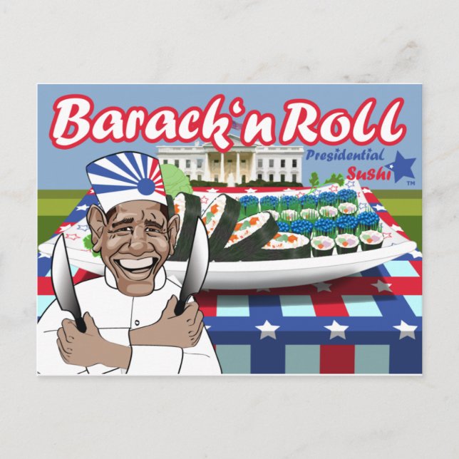 Postal Barack n' Roll del Sushi Presidencial (Anverso)