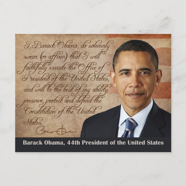 Postal Barack Obama, juramento al cargo (Anverso)