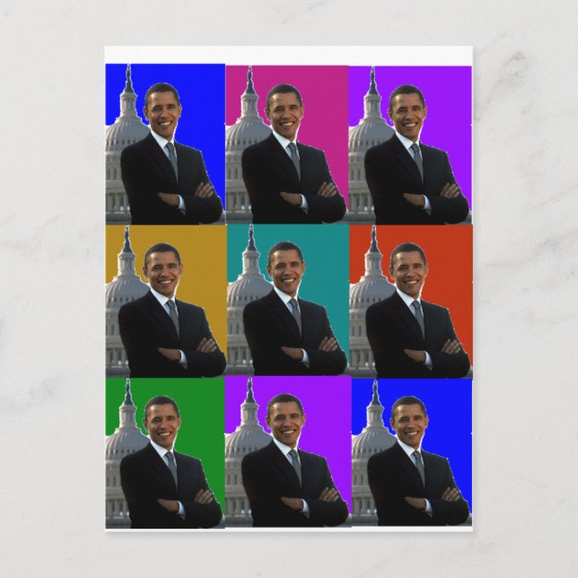 Postal Barack Obama POPART . Camisetas y regalos (Anverso)