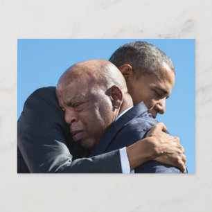 Postal Barack Obama y John Lewis Hugging