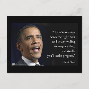Postal Barack Obama y la cita de "Hacer Progreso" 