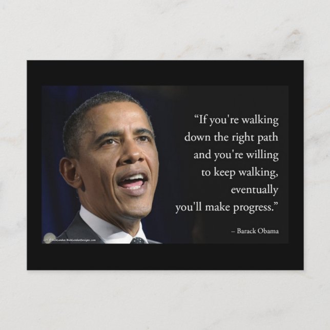 Postal Barack Obama y la cita de "Hacer Progreso"  (Anverso)