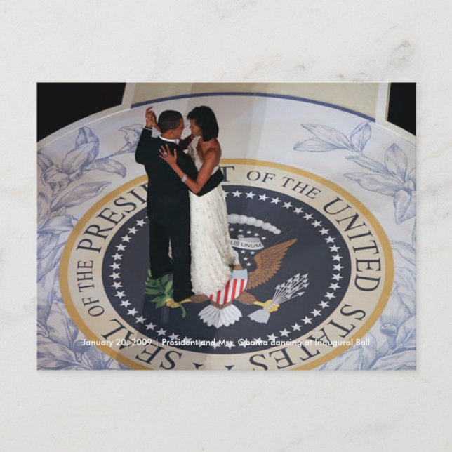 Postal Barack y Michelle Obama bailando en la fiesta inau (Anverso)