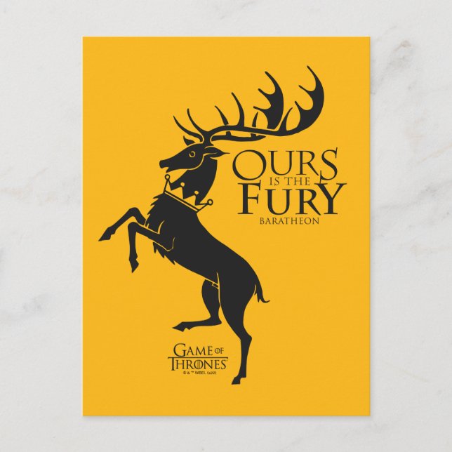 Postal Baratheon Sigil - la nuestra es la furia (Anverso)