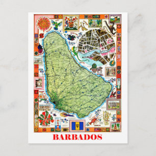 Postal Barbados, mapa de la isla, atracciones turísticas,