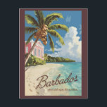 Postal Barbados Painterly Travel Art Vintage<br><div class="desc">Diseño de arte vectorial de Barbados. Barbados,  un paraíso tropical en el Caribe,  es famoso por sus playas vírgenes,  su vibrante cultura y su ron de clase mundial.</div>