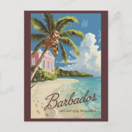 Postal Barbados Painterly Travel Art Vintage