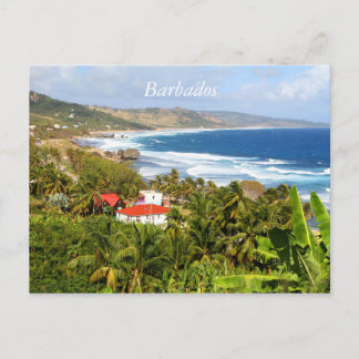 Postal Barbados Postcard, Ocean, árboles tropicales