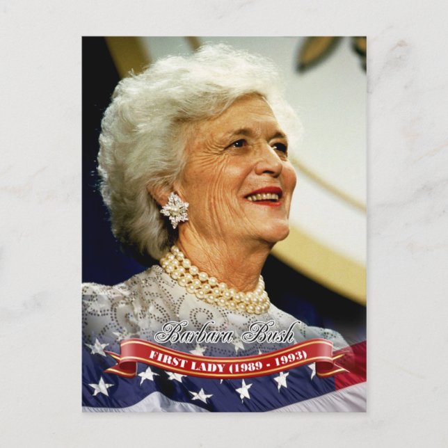 Postal Barbara Bush, Primera Dama de Estados Unidos (Anverso)