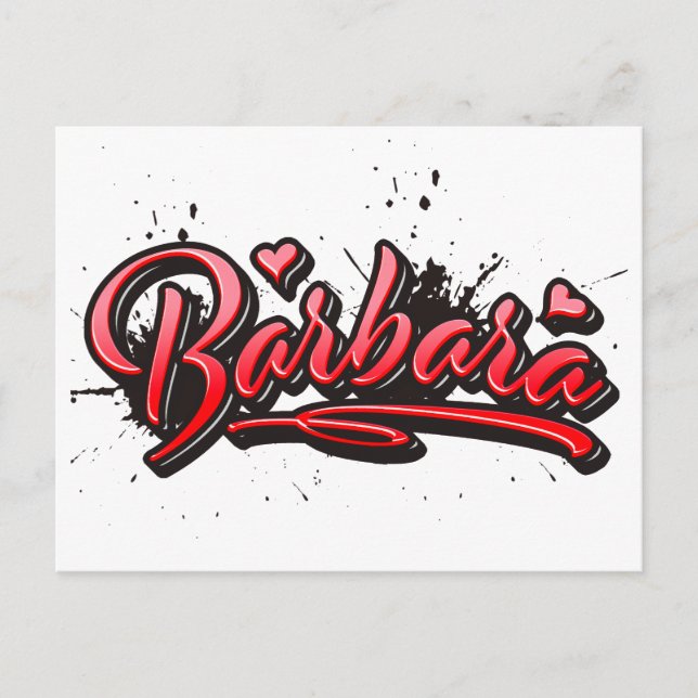Postal Barbara Heart Splash Graffiti Postkarte (Anverso)