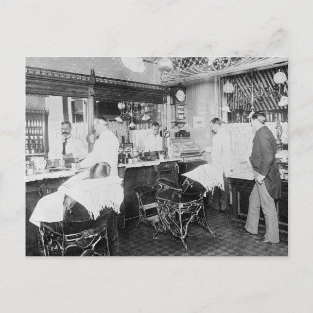 Postal Barbería de Nueva York, 1895 (Anverso)