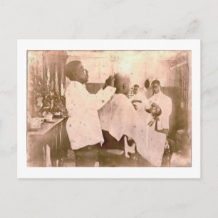 Postal Barbería negra de la época de 1930