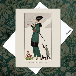 Postal Barbier Green Suit Moda de cosecha francesa