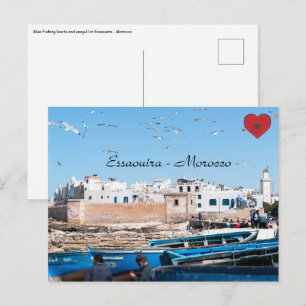 Postal Barcas de pesca azules en Essaouira - Marruecos