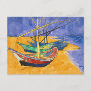 Postal Barcas de Pesca en la Playa por Vincent Van Gogh