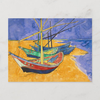 Postal Barcas de Pesca en la Playa por Vincent Van Gogh