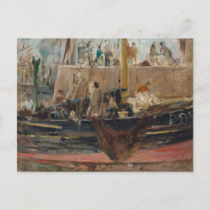 Postal Barcas en el muelle   Berthe Morisot