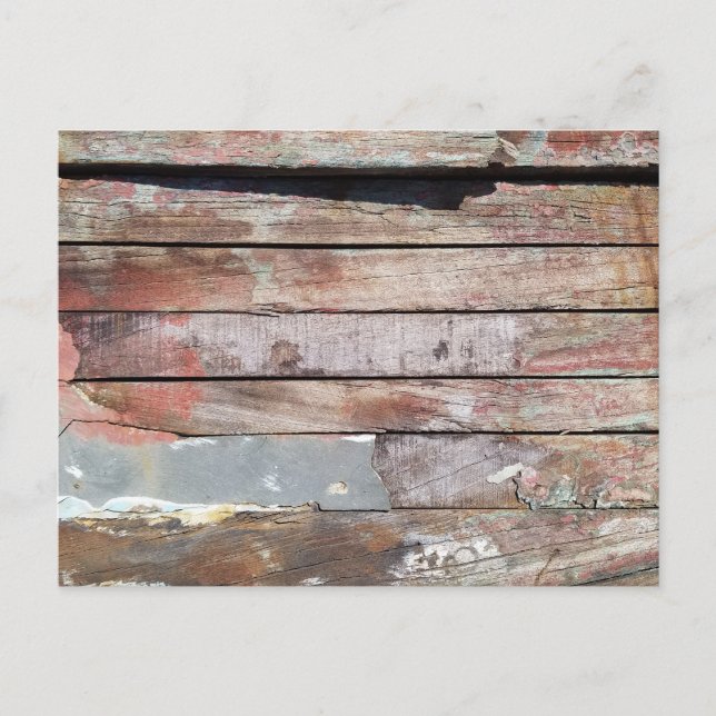 Postal Barcaza Rústica Deteriorada Tablas de Madera Náuti (Anverso)