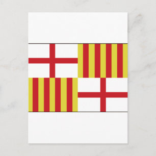 Postal Barcelona, bandera de España