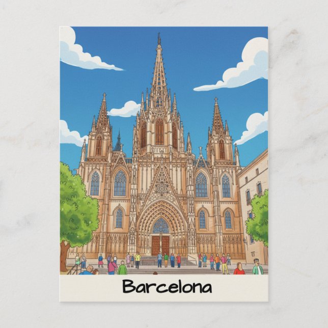 Postal Barcelona Cathedral (Anverso)