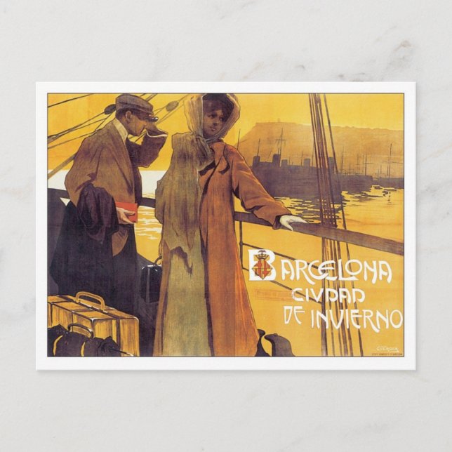 Postal Barcelona Ciudad vintage (Anverso)