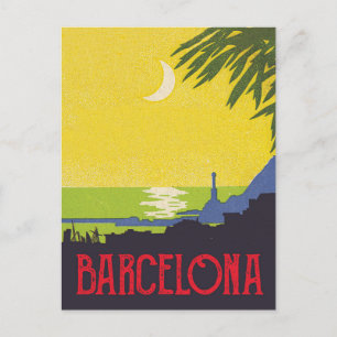 Postal Barcelona de Noche