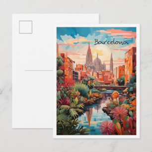 Postal Barcelona España Arte Viaje