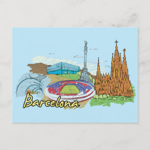 Postal Barcelona, España, ciudad famosa