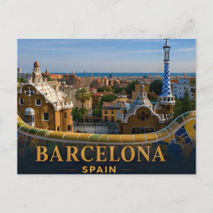 Postal Barcelona España Destino de viaje europeo icónico