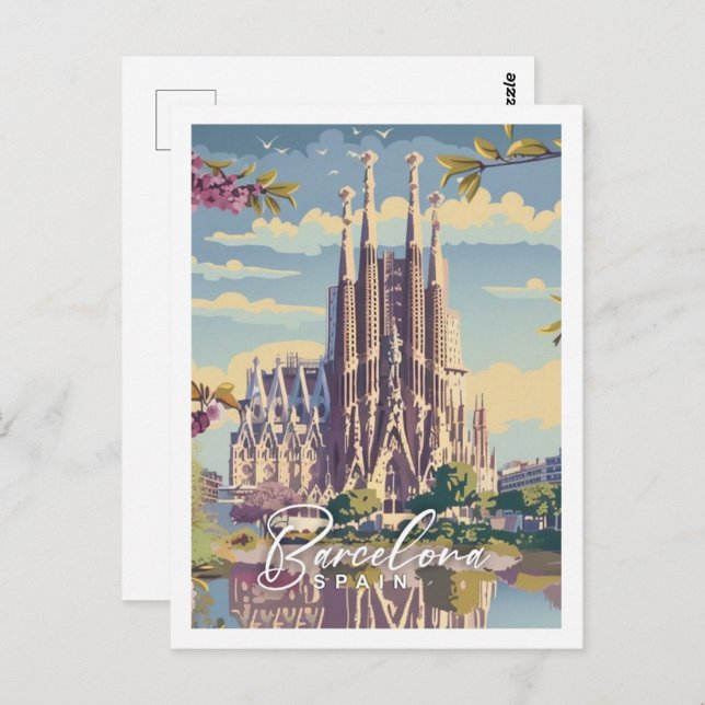 Postal Barcelona España Famoso Viaje Vintage (Anverso / Reverso)