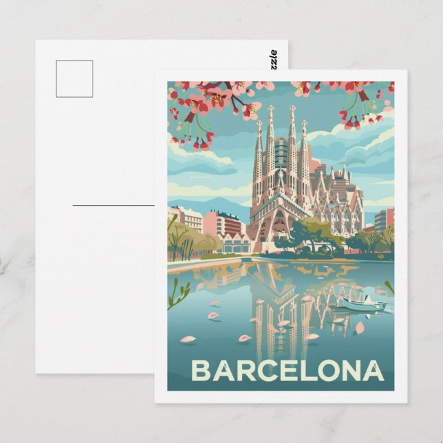 Postal Barcelona España Famoso Viaje Vintage (Anverso / Reverso)