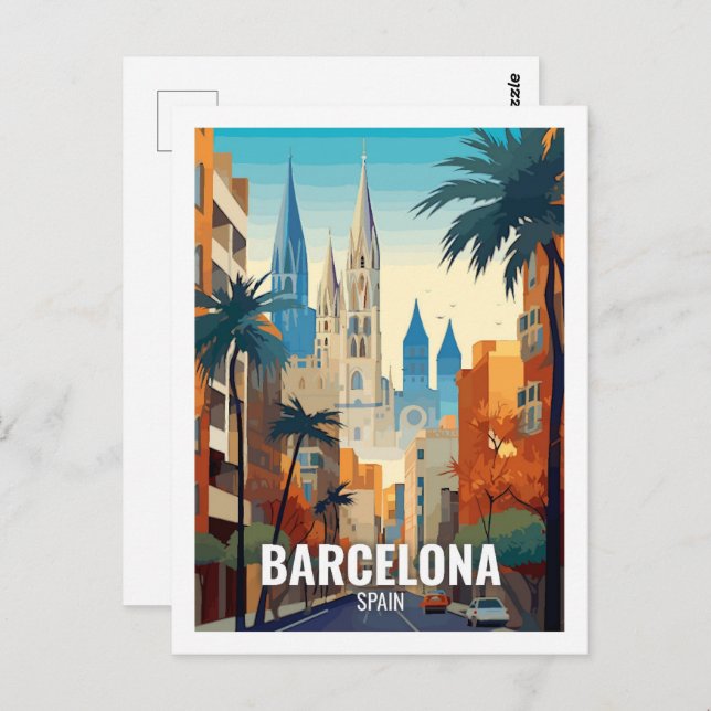 Postal Barcelona España Famosos lugares de viaje (Anverso / Reverso)