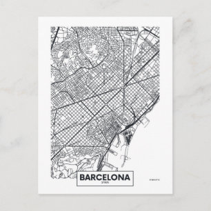 Postal Barcelona, España   Mapa de ciudades