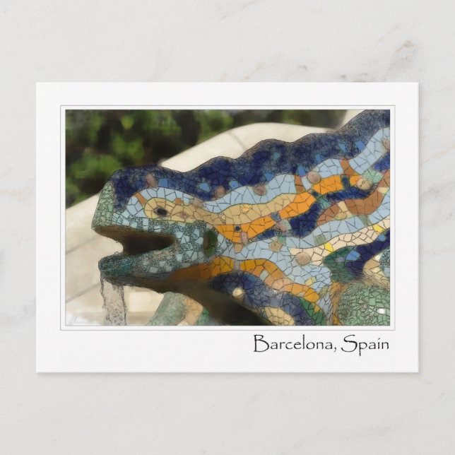 Postal Barcelona España Parc Guell Mosaic Lizard (Anverso)