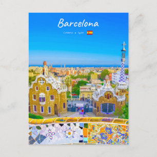Postal Barcelona, España - Parque Güell Mosaico Gaudí