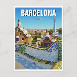 Postal Barcelona España Parque Güell Travel