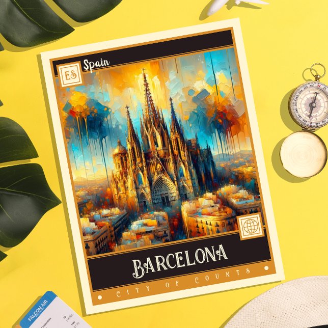 Postal Barcelona, España | Pintura de época (Subido por el creador)