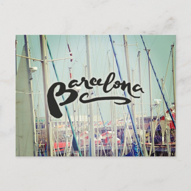 Postal Barcelona España Puerto Europa Wanderlust (Anverso)