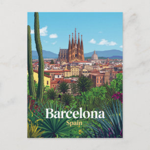 Postal Barcelona España Sagrada Familia Ciudad