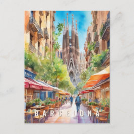 Postal Barcelona España Sagrada Familia Retro Viajes