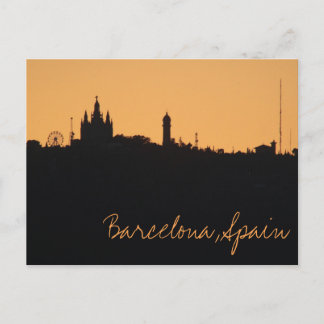 Postal Barcelona, España Sunset Skyline Postcard