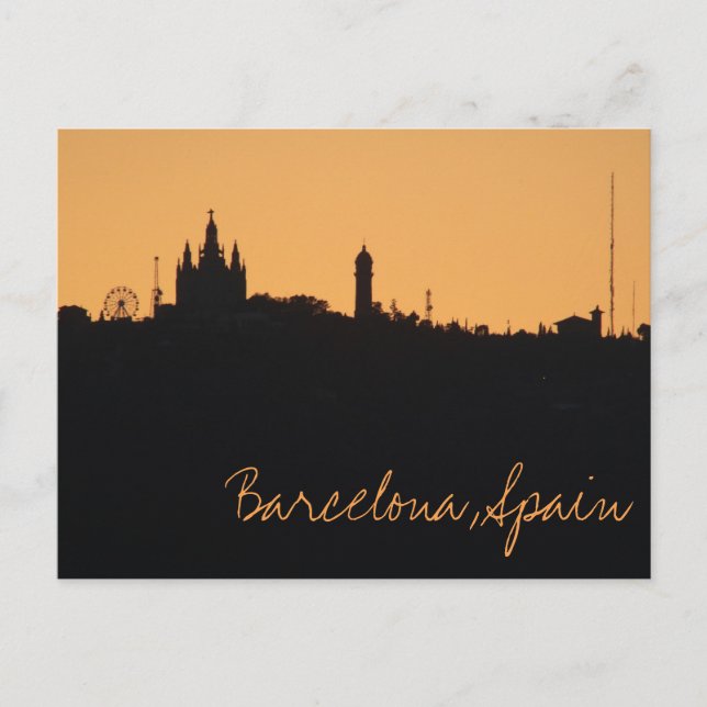 Postal Barcelona, España Sunset Skyline Postcard (Anverso)