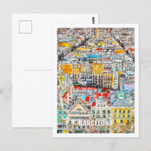 Postal Barcelona España Viaje a la Zona Acuática