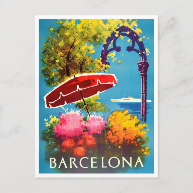 Postal Barcelona España Viaje vintage (Anverso)