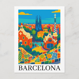 Postal Barcelona España Viajes Coloridos Sagrada Familia