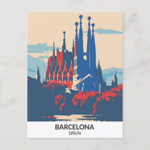 Postal Barcelona España Viajes de arte retro