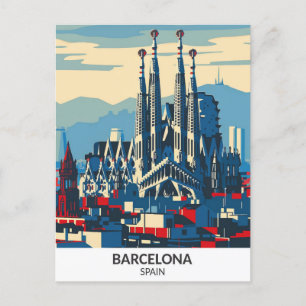 Postal Barcelona España Viajes de arte retro